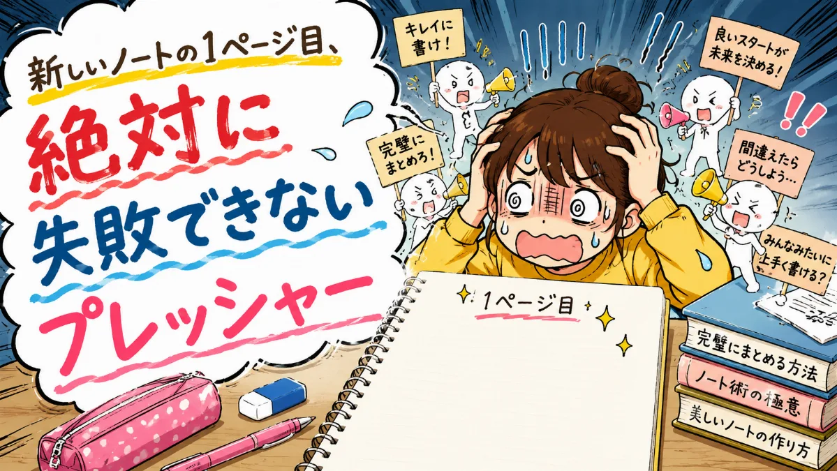 新しいノートの1ページ目、 絶対に失敗できない プレッシャー