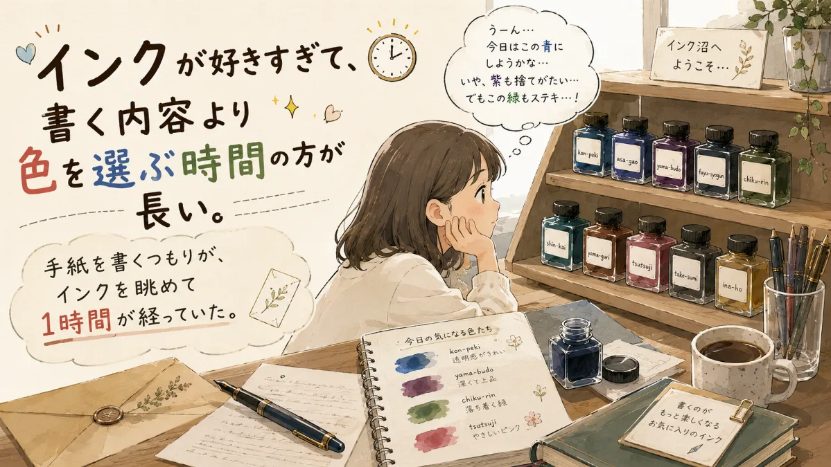 インクが好きすぎて、 書く内容より 色を選ぶ時間の方が長い