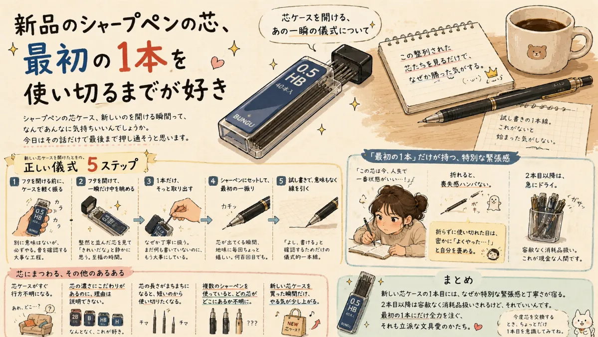 新品のシャープペンの芯、 最初の1本を 使い切るまでが好き
