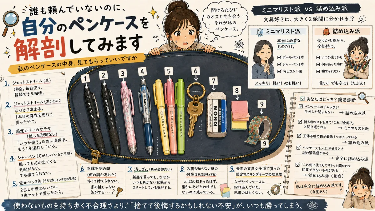 誰も頼んでいないのに、自分のペンケースを解剖してみます