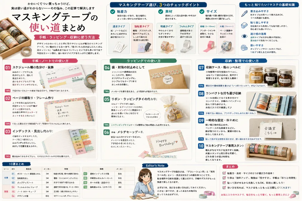 マスキングテープの使い道まとめ ｜手帳・ラッピング・収納に 使う方法