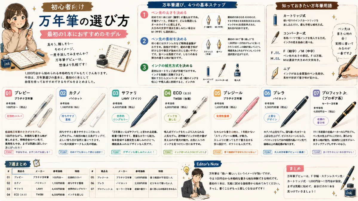 初心者向け万年筆の選び方 ｜最初の1本におすすめのモデル