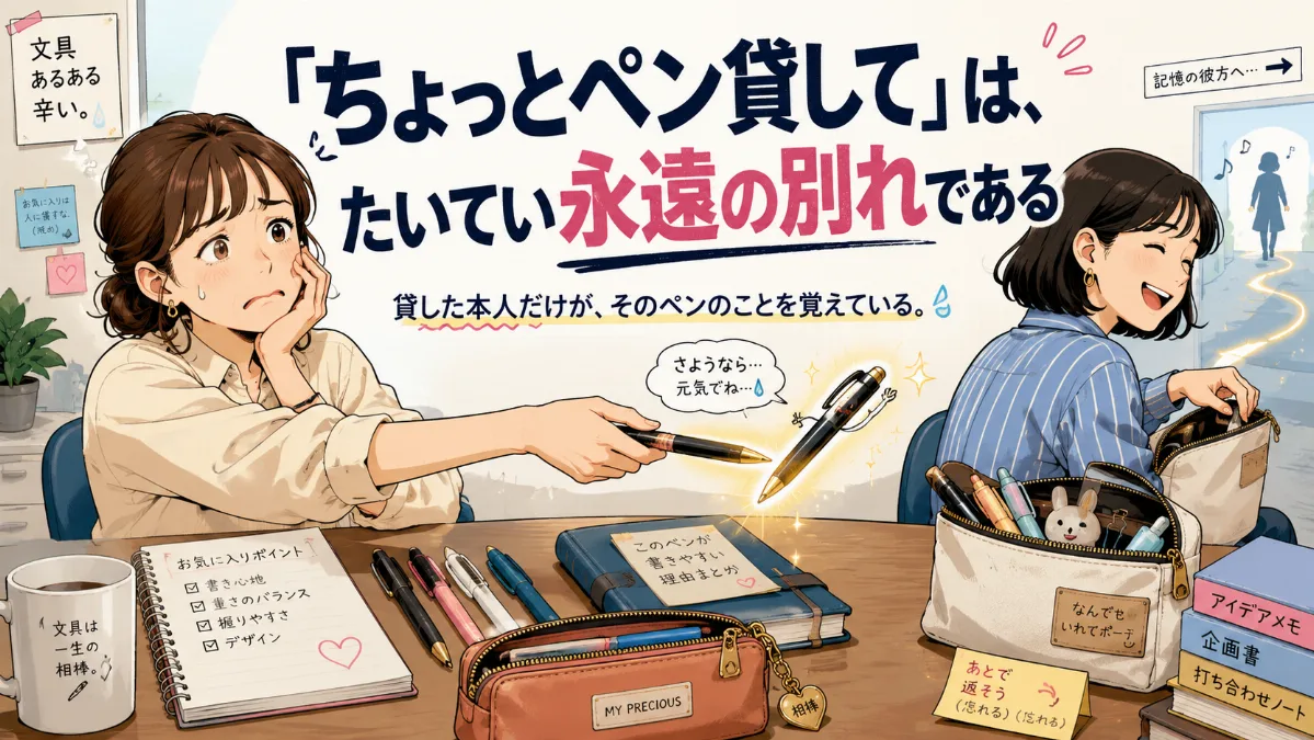 「ちょっとペン貸して」は、 たいてい永遠の別れである